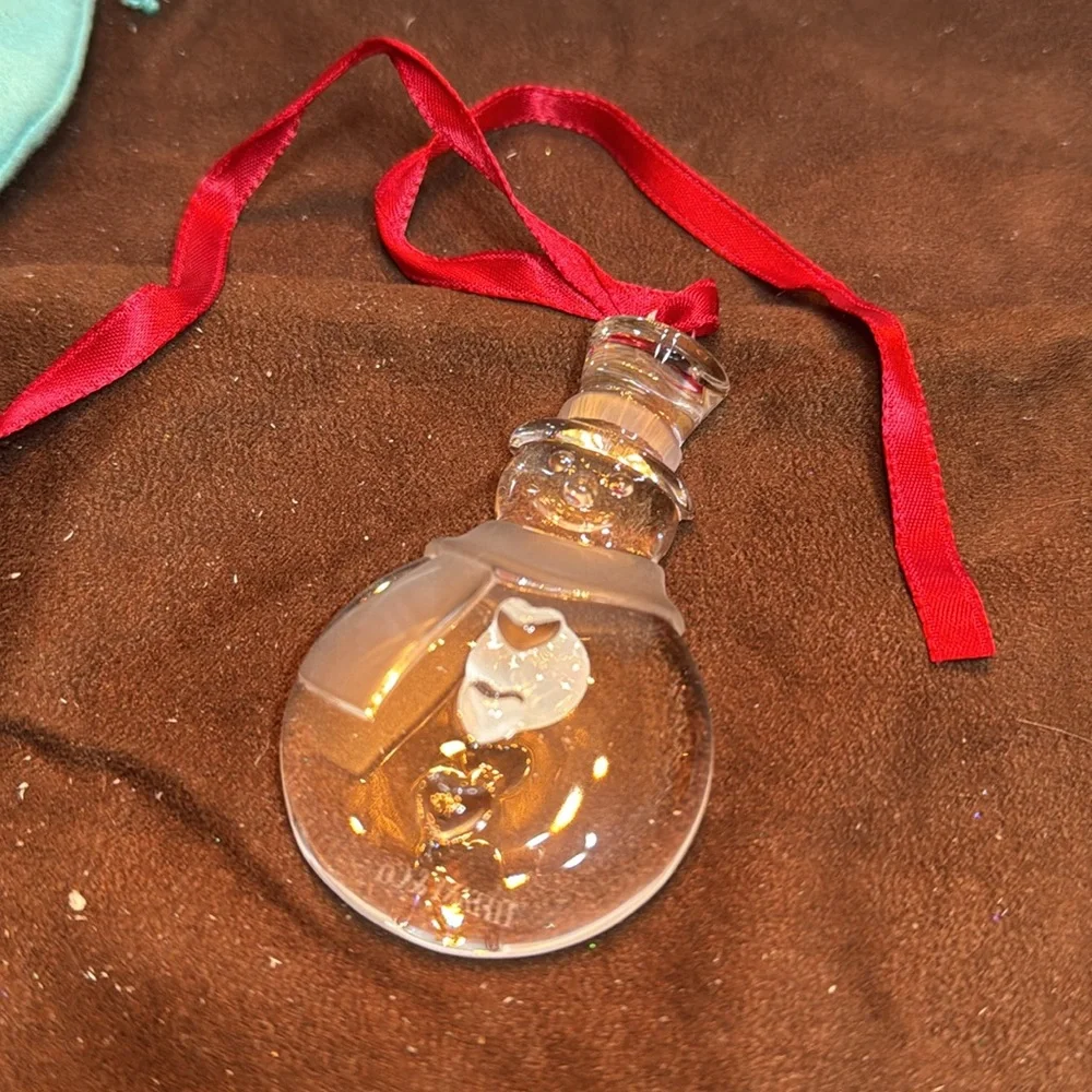 🐈‍⬛HOST PICK🐈‍⬛ Tiffany & Co Authentic Crystal Glass Snowman Ornament NWT - Picture 4 of 8